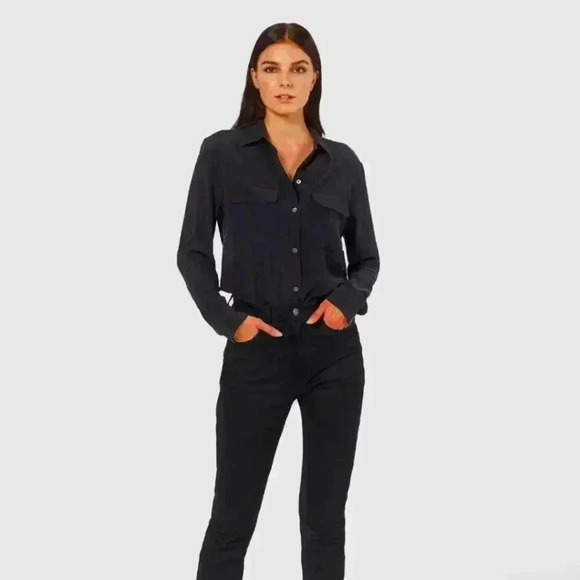 Equipment Tops - Equipment Black Silk Dress Shirt